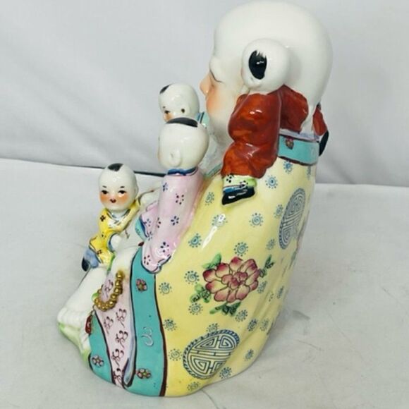 Vintage Buddha Statue With 5 Children Lucky Fertility Family 8.5" tall This vint - Picture 5 of 6